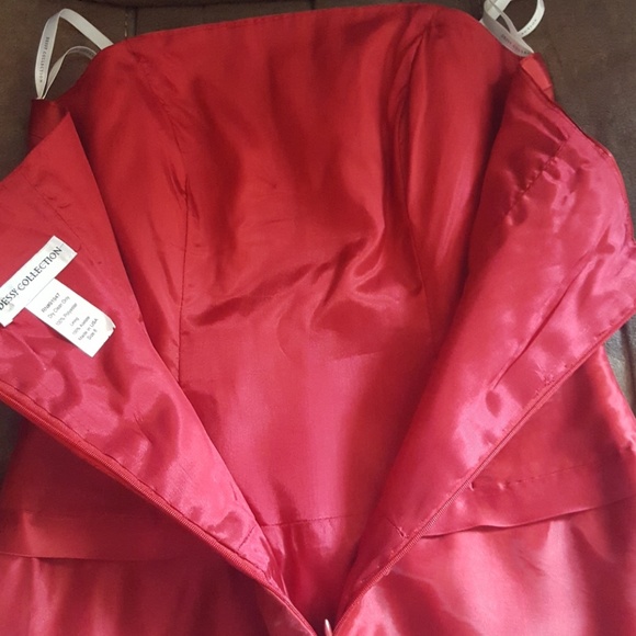 Red Midi length strapless in organdy - Picture 5 of 8